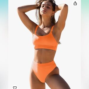 Bright orange two piece swim set
